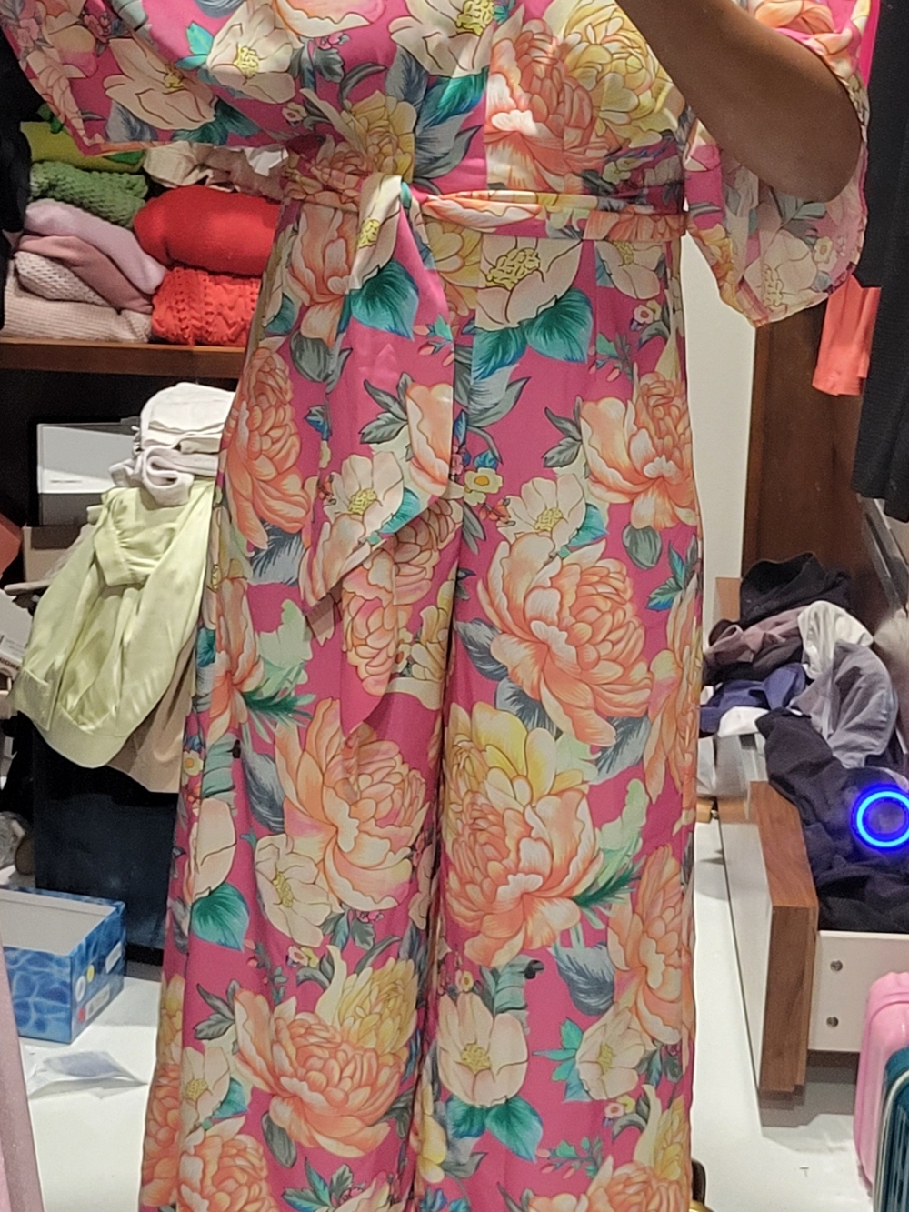 FARM Rio Pink Floral Wide-Leg Jumpsuit Pants - Picture 7 of 7